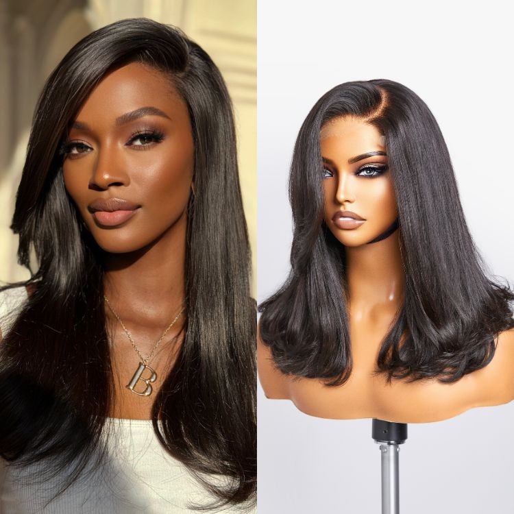 Limited Design , 90's Blowout 5x5 HD Lace Glueless C Part Long Wig With Bangs 100% Human Hair