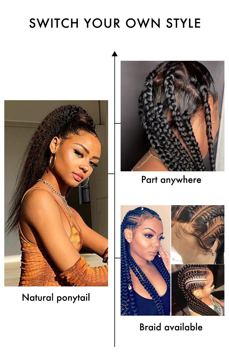 Switch up your own style in ponytail, braid available, part anywhere 