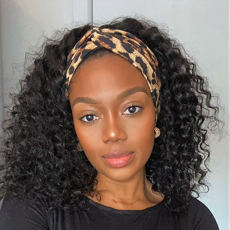 Deep Wave Glueless Curly Bob Wig Headband Wig 100% Human Hair (Get Free Trendy Headbands)