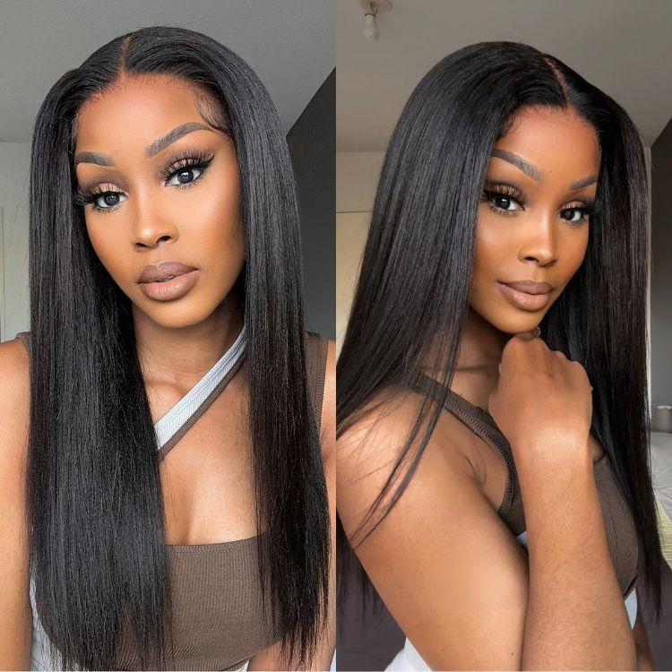 Luvme Hair Yaki Straight 5x5 Closure HD Lace Glueless Long Wig Pre-Cut Lace , Large & Small Cap Size