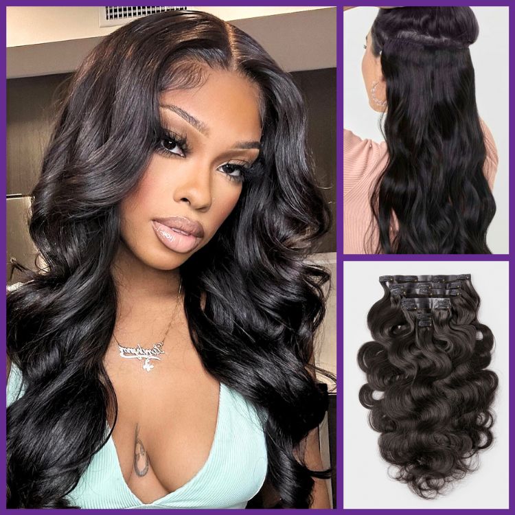 Straight / Body Wave / Kinky Curly / Yaki Straight / Kinky Straight / Messy Curly Clip in Hair Extensions Real Human Hair Pieces 135g 9pcs / 7pcs with-image-40979623608410