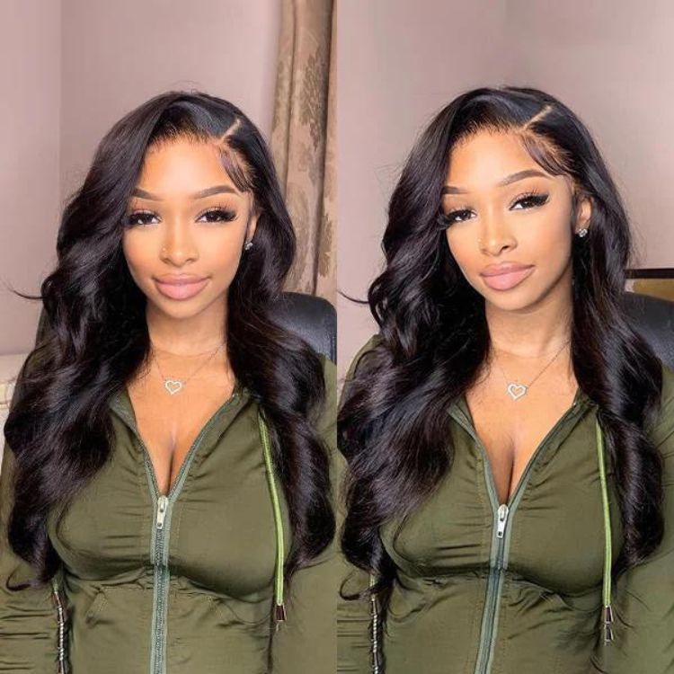 Luvme Hair 180% Density , Classy Natural Black Body Wave 13x4 Frontal Lace Side Part Long Wig 100% Human Hair