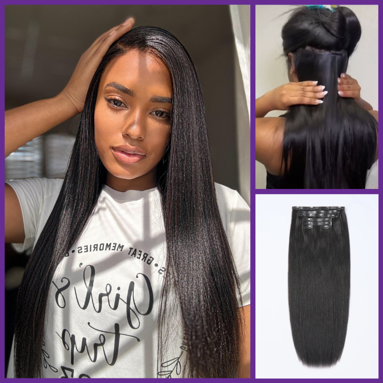 Straight / Body Wave / Kinky Curly / Yaki Straight / Kinky Straight / Messy Curly Clip in Hair Extensions Real Human Hair Pieces 135g 9pcs / 7pcs with-image-41122682830938