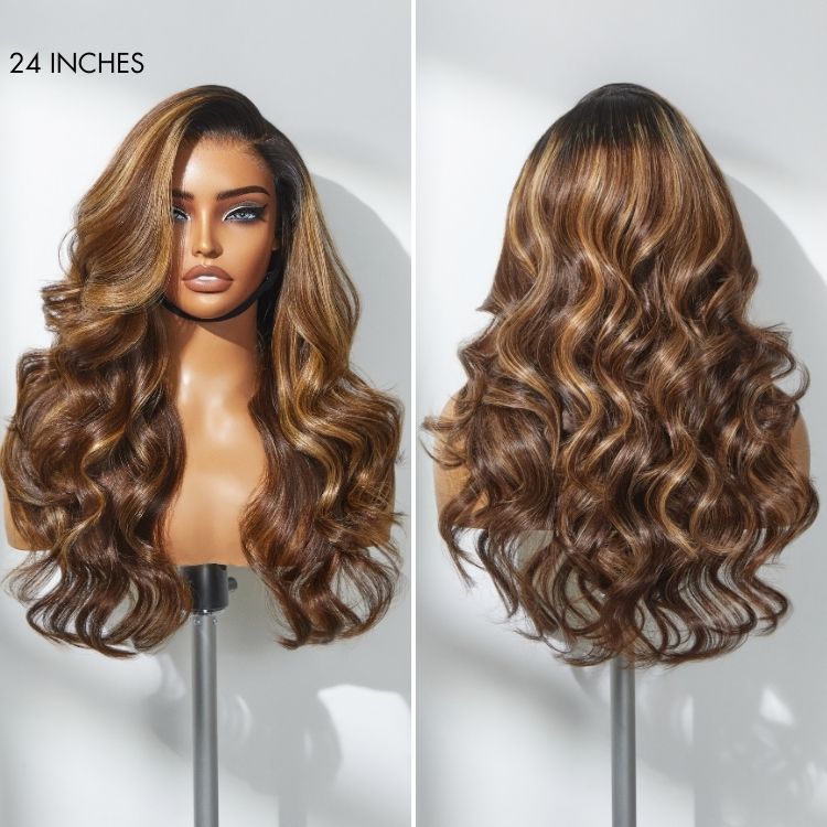 Luvme All-Day Comfortâ¢ Wig Blonde Highlight Loose Body Wave 7x6 Closure HD Lace Human Hair Wig Pre-Cut Lace