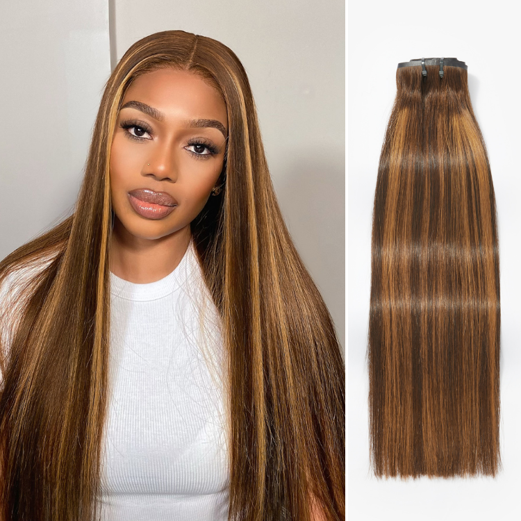 Highlights Silky Straight / Kinky Curly / Deep Wave Clip in Extensions Human Hair 135g 9pcs / 7pcs with Free Gift-image-41701683232858