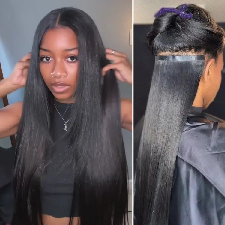 Straight / Body Wave / Kinky Curly / Yaki Straight / Kinky Straight / Messy Curly Clip in Hair Extensions Real Human Hair Pieces 135g 9pcs / 7pcs with-image-41122682601562