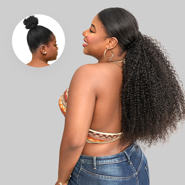 Luvme Too Easy Textureâ¢ Kinky Curly Flexi-Fit Invisible Drawstring Clip-In Ponytail Extension Human Hair
