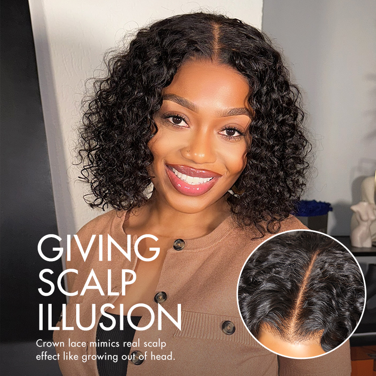 Warm Caramel Brown / Natural Black Deep Curly Glueless 5x5 Closure Pre-Cut Lace Wig-image-41683896729690