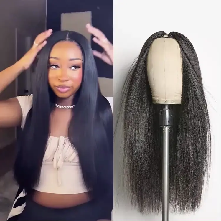 Luvme Too Easy Textureâ¢ Wig Kinky Curly / Yaki Straight Glueless V Part Flexi-Fit Drawstring Wig