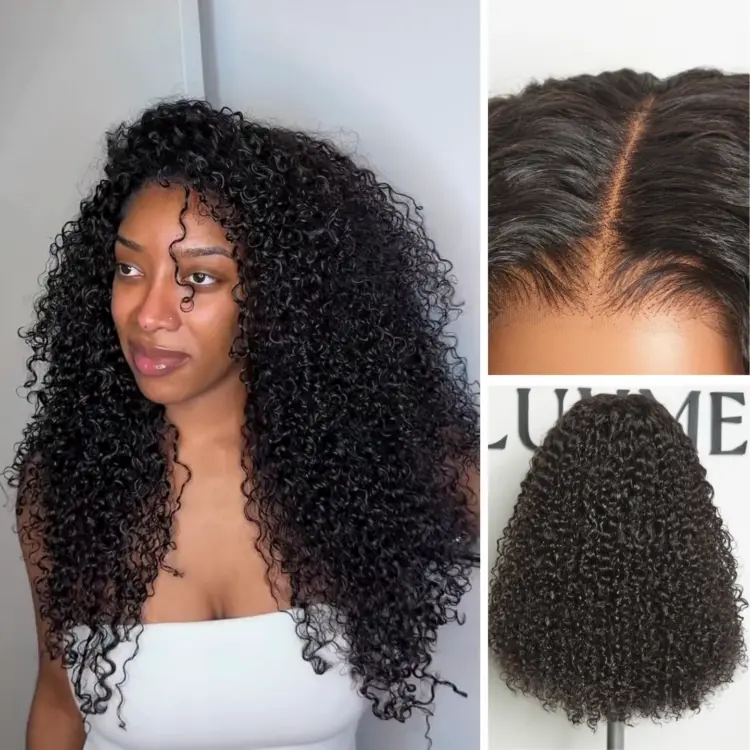 Luvme All-Day Comfortâ¢ Wig Voluminous & Bouncy Messy Burmese Curly Glueless 7x6 Closure HD Lace Human Hair Wig Pre-Cut Lace