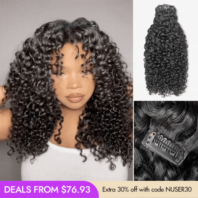 New Customers Only | Messy Burmese Curly Seamless Clip in Extensions Human Hair with Free Gift-image-42016637190234