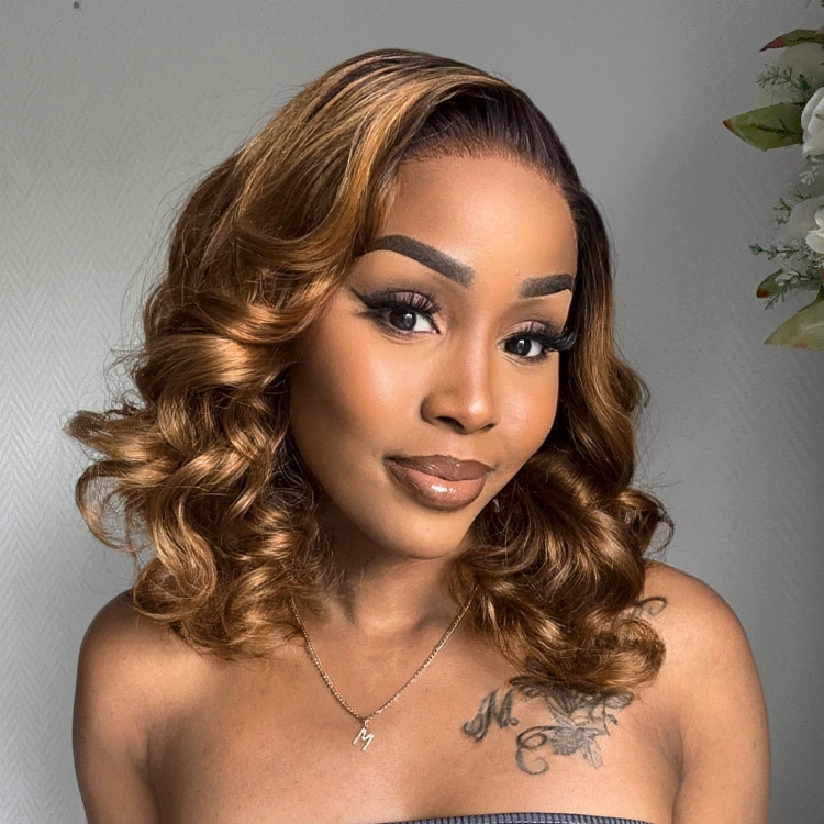 Bouncy Blonde Light Weight Left C Part Loose Wave Glueless 5x5 Closure Lace Wig Breathable Cap