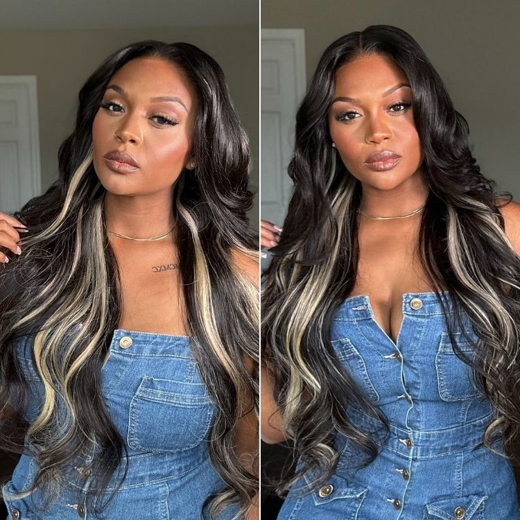 Luvme All-Day Comfortâ¢ Wig 180% Density Platinum Blonde Highlight Loose Body Wave Glueless 7x6 Closure HD Lace Wig Pre-Cut Lace