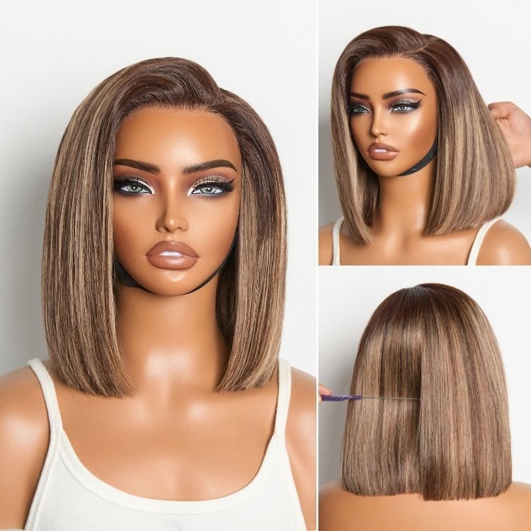 Luvme All-Day Comfortâ¢ Wig Blunt Cut Bob Glueless Minimalist HD Lace Short Human Hair Wig Pre-Cut Lace