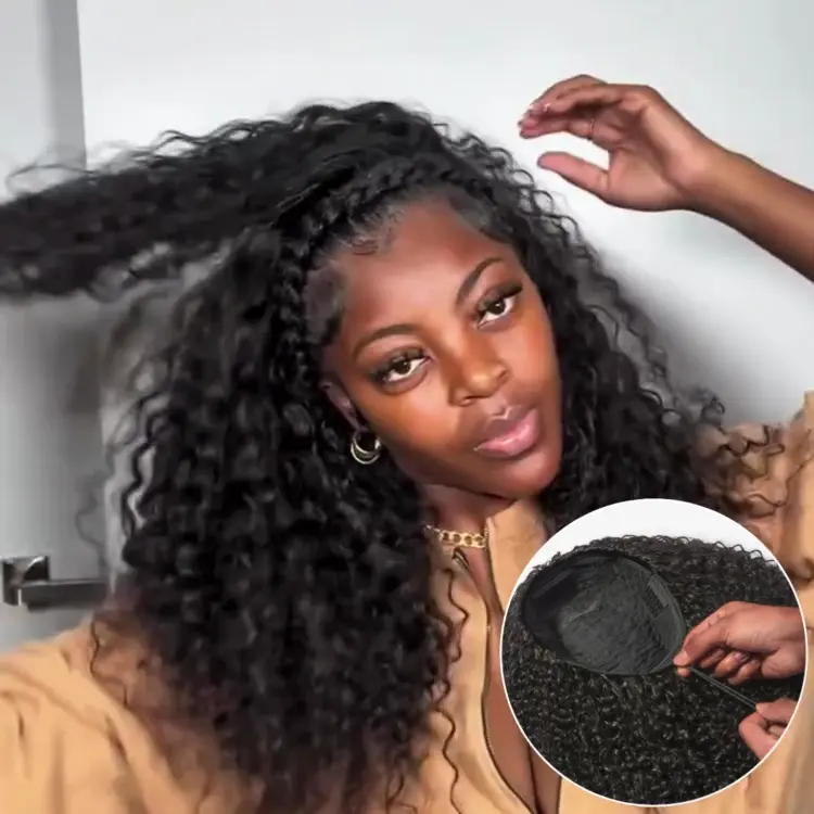 Luvme Too Easy Textureâ¢ 3-In-1 Half Wig 180% Density Water Wave Glueless Flexi-Fit Drawstring Wig