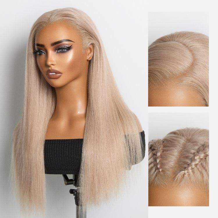 NatureMAXâ¢ 180% Density Ash Blonde Silky Straight Glueless Ear-to-ear 13x4 HD Lace Front Wig Pre-Cut Lace Flexi-Fit Drawstring Cap
