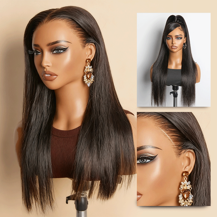 NatureMAXâ¢ Silky Straight Glueless Ear-to-ear 13x4 HD Lace Front Wig Pre-Cut Lace