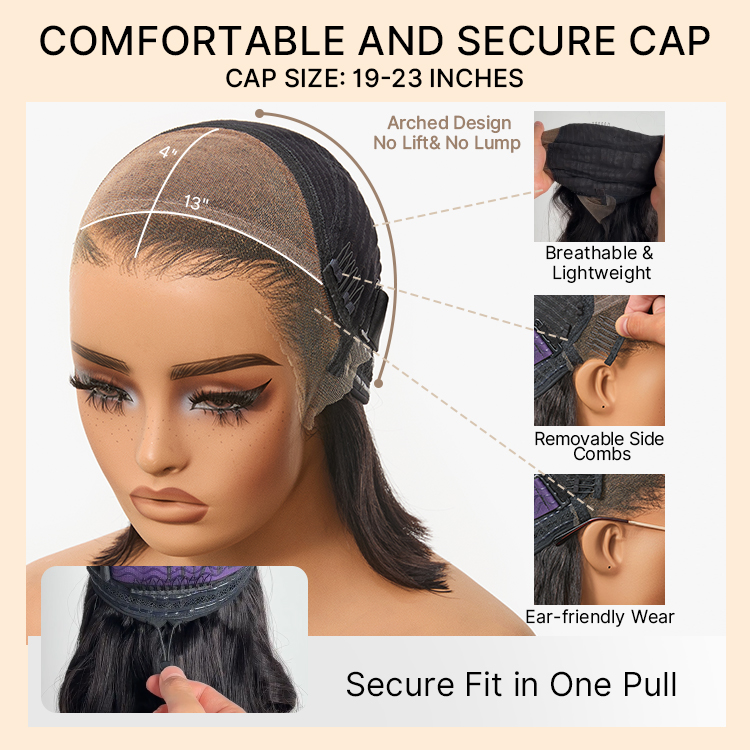 Retro 90s Flip Ends Bob Cut Wig Glueless 13x4 Frontal Lace Human Hair Wig-image-42338022195290