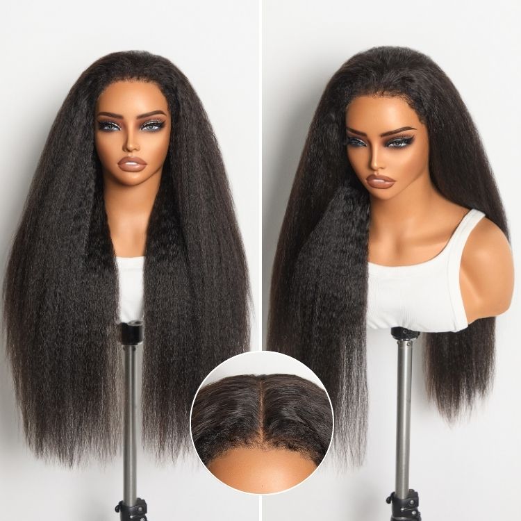 Luvme All-Day Comfortâ¢ Wig 4C Kinky Edges Kinky Straight Glueless 7x6 Closure HD Lace Human Hair Wig Pre-Cut Lace-image-42402953166938