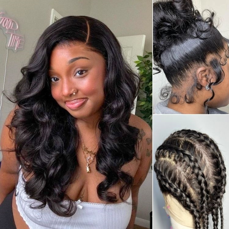 Luvme Hair Full Lace Classy Natural Black Body Wave Free Parting Half Up Half Down Wig Invisi Drawstring Cap Pre-cut Lace-image-41592562614362