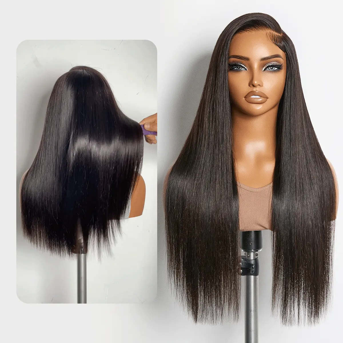MyOwn-Fitâ¢ PartingMax Glueless Personalized Comfort Wig 250% Density Bone Straight with Baby Hair 7x6 Closure HD Lace Wig Pre Cut & Plucked & Bleach-image-42993409589338
