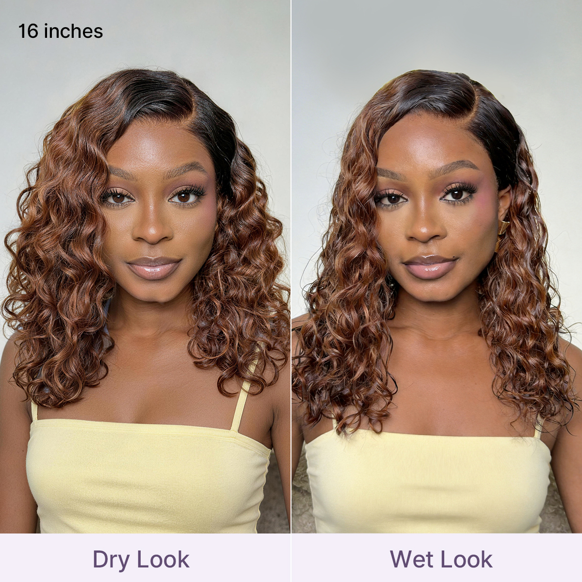 Ready to Go Blonde Highlight / Natural Black / Ombre Brown Water Wave Short Curly Bob Wig Glueless Minimalist HD Lace Wig Pre-Cut Lace