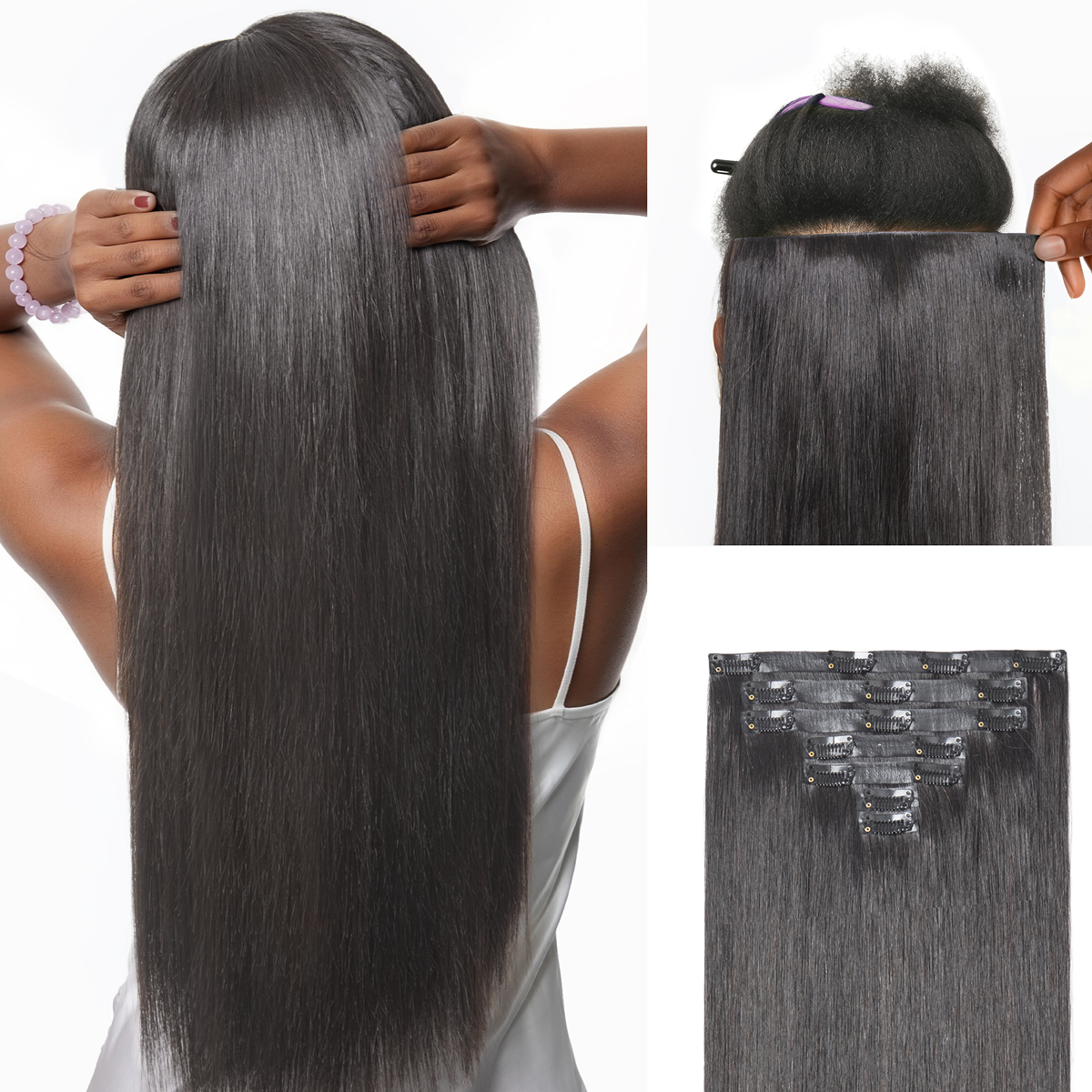 Silky Straight 0.59mm Zero Trace Invisible Clip in Hair Extensions 100g 7pcs / 6pcs Seamless Blend & Lightweight for Daily Styling-image-43171257942106