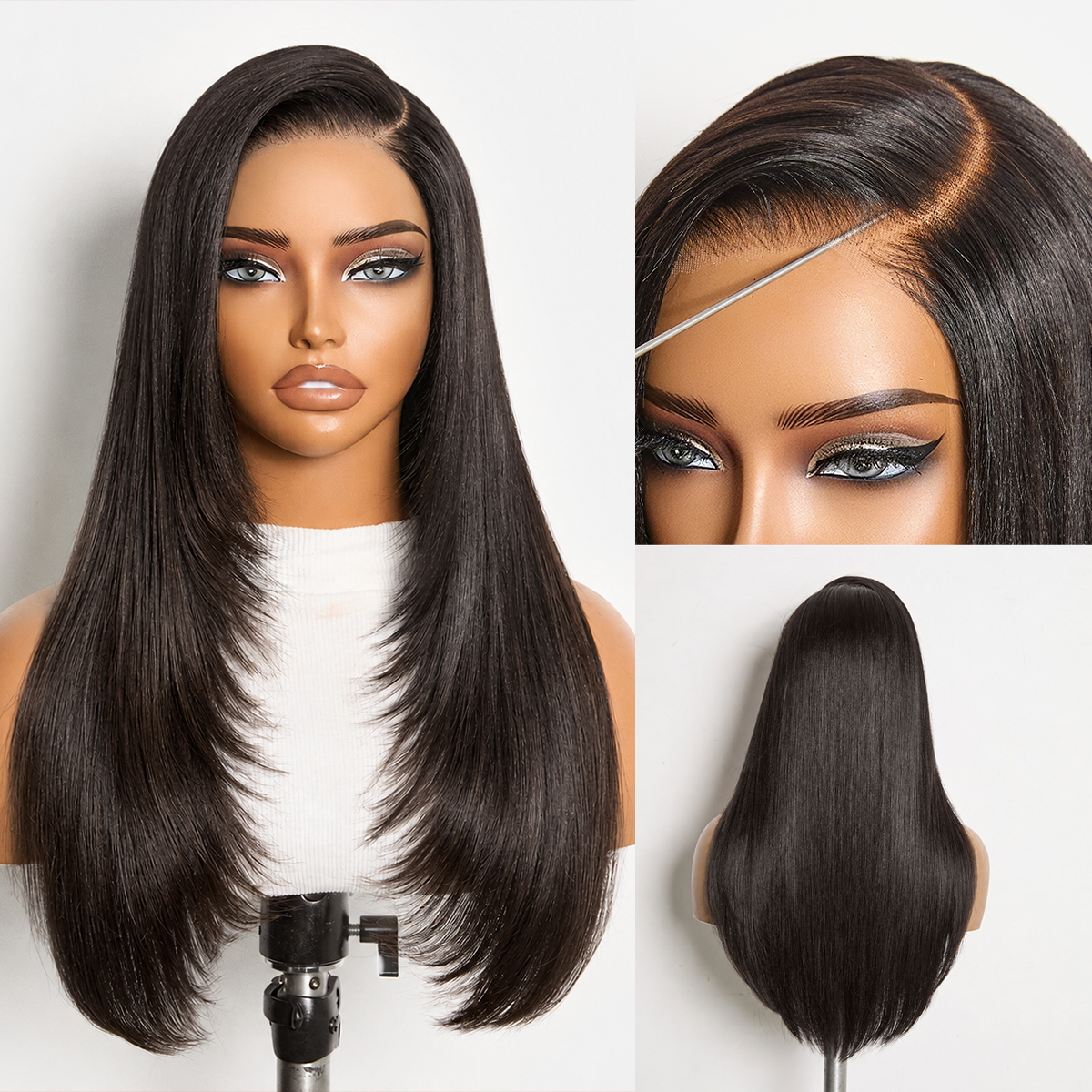 Luvme All-Day Comfort Wig 180% Density Blonde Highlight Butterfly Cut Layered Light Yaki Straight Glueless 7x6 Closure HD Lace Wig Pre-Cut Lace-image-43427154886746