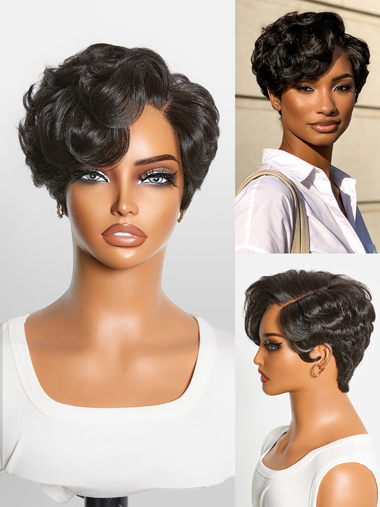 Beginner-Friendly Glueless Pixie Wig with Pre-Cut HD Lace