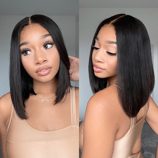 Luvme Hair Beginner Friendly Glueless Silky Blunt Cut 4x4 Closure Bob Wig 100% Human Hair / Upgraded 2.0